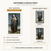 William-Adolphe Bouguereau - The Storm canvas print size comparison and framing display infographic