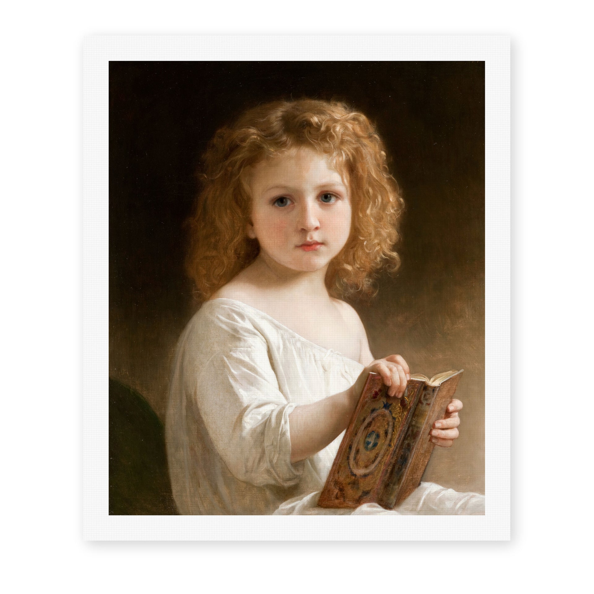 William-Adolphe Bouguereau's 'The Story Book' painting reproduced as a rolled canvas print