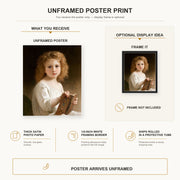 William-Adolphe Bouguereau - The Story Book poster print size comparison and framing display infographic