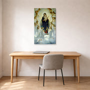 Gallery-wrapped canvas print of William-Adolphe Bouguereau's The Virgin with Angels displayed on a wall in a office