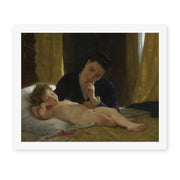 William-Adolphe Bouguereau's 'Young Mother Contemplating her Child' painting reproduced as a rolled canvas print