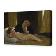 William-Adolphe Bouguereau's 'Young Mother Contemplating her Child' painting reproduced as a gallery-wrapped canvas print