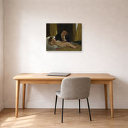 Gallery-wrapped canvas print of William-Adolphe Bouguereau's Young Mother Contemplating her Child displayed on a wall in a office