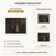 Winslow Homer - A Visit from the Old Mistress canvas print size comparison and framing display infographic