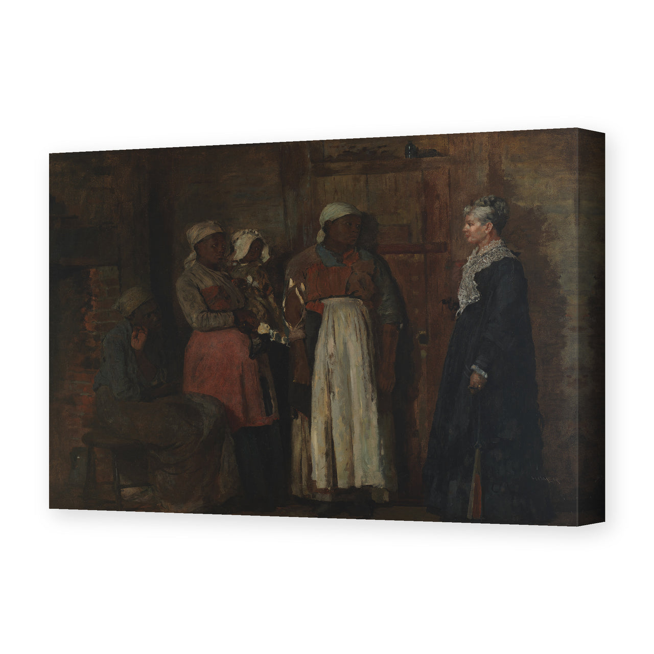 Winslow Homer's 'A Visit from the Old Mistress' painting reproduced as a gallery-wrapped canvas print