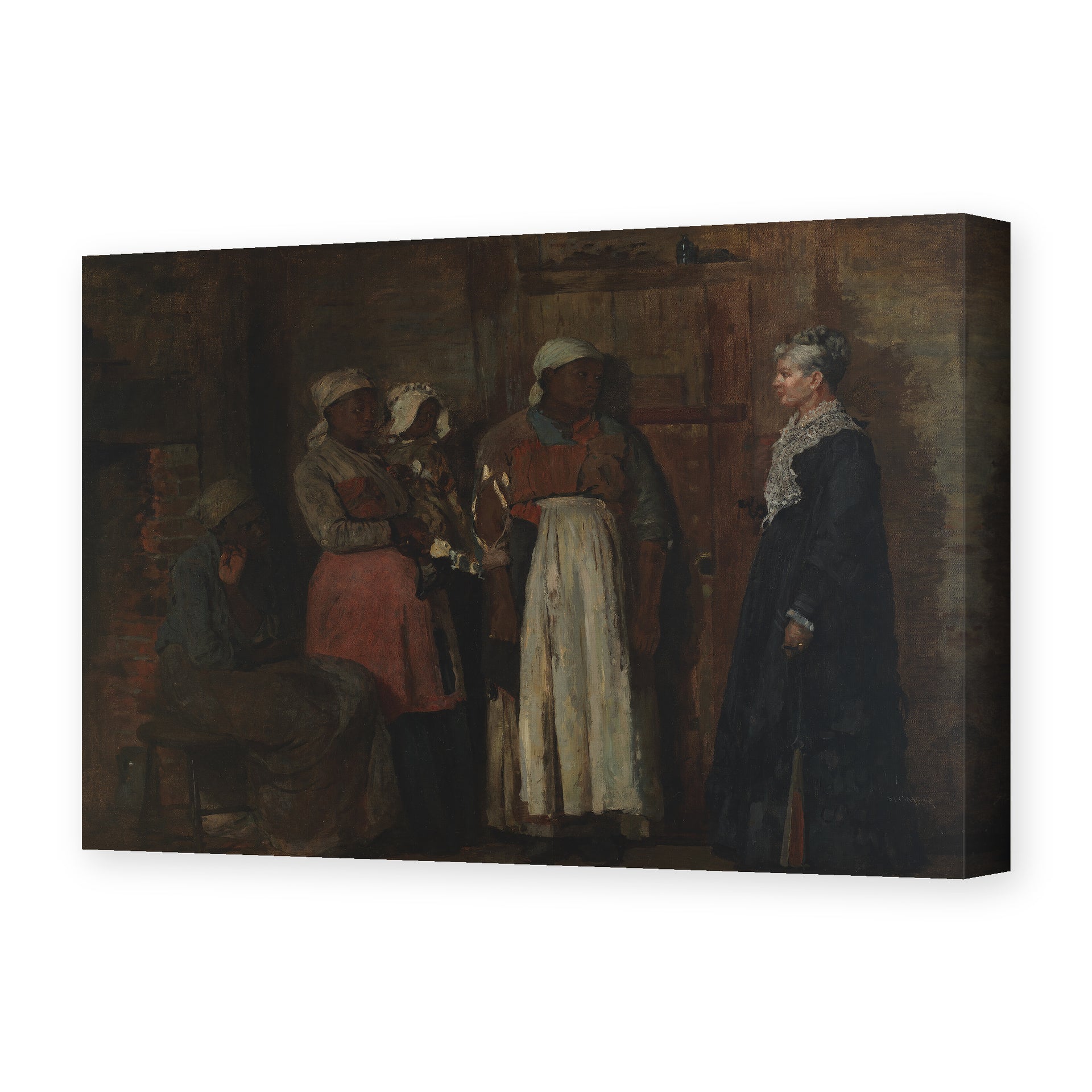 Winslow Homer's 'A Visit from the Old Mistress' painting reproduced as a gallery-wrapped canvas print