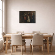 Gallery-wrapped canvas print of Winslow Homer's A Visit from the Old Mistress displayed on a wall in a dining room