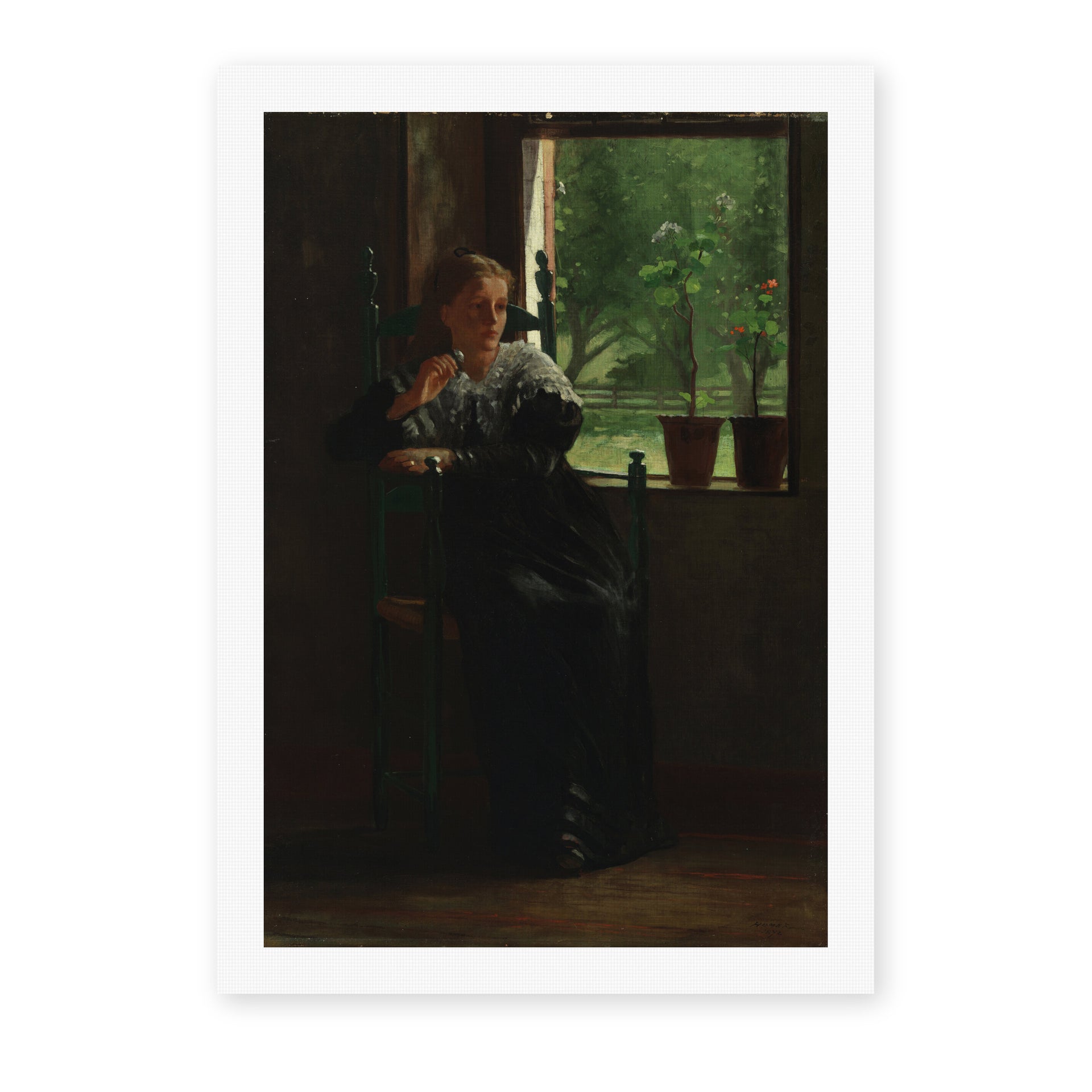 Winslow Homer's 'At the Window' painting reproduced as a rolled canvas print