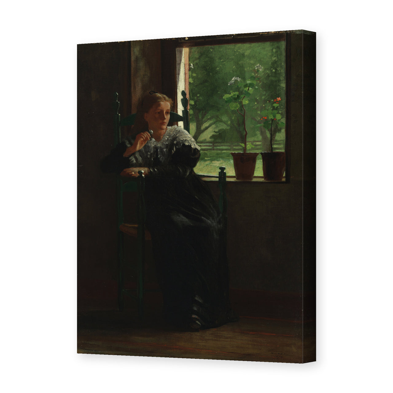 Winslow Homer's 'At the Window' painting reproduced as a gallery-wrapped canvas print