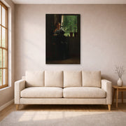 Gallery-wrapped canvas print of Winslow Homer's At the Window displayed on a wall in a living room