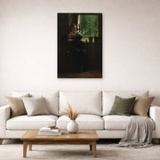 Gallery-wrapped canvas print of Winslow Homer's At the Window displayed on a wall in a living room