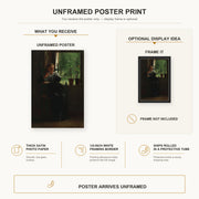 Winslow Homer - At the Window poster print size comparison and framing display infographic