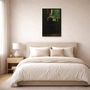 Unframed poster print of Winslow Homer's At the Window displayed on a wall in a bedroom