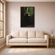 Unframed poster print of Winslow Homer's At the Window displayed on a wall in a living room