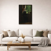 Unframed poster print of Winslow Homer's At the Window displayed on a wall in a living room