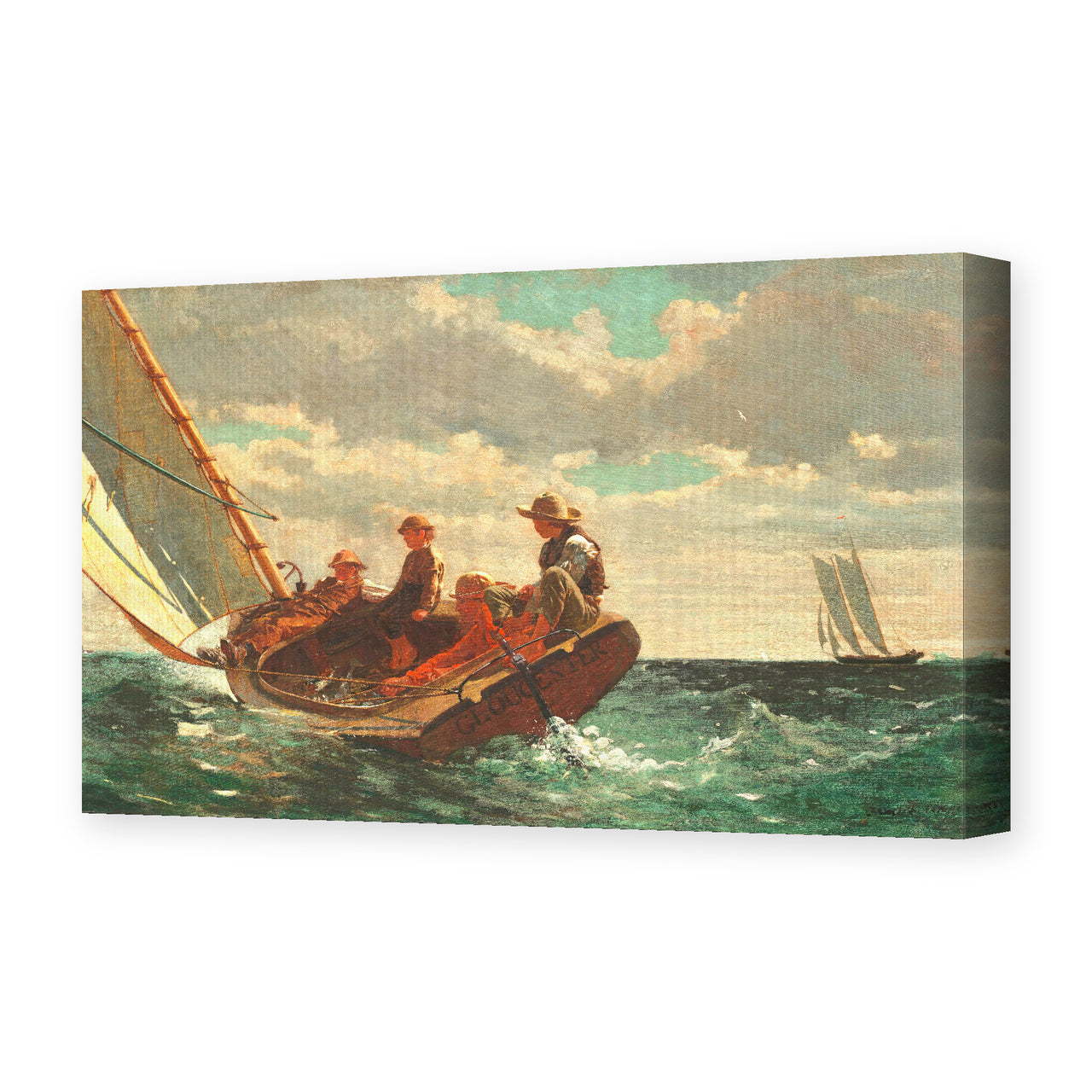 Winslow Homer's 'Breezing Up' painting reproduced as a gallery-wrapped canvas print