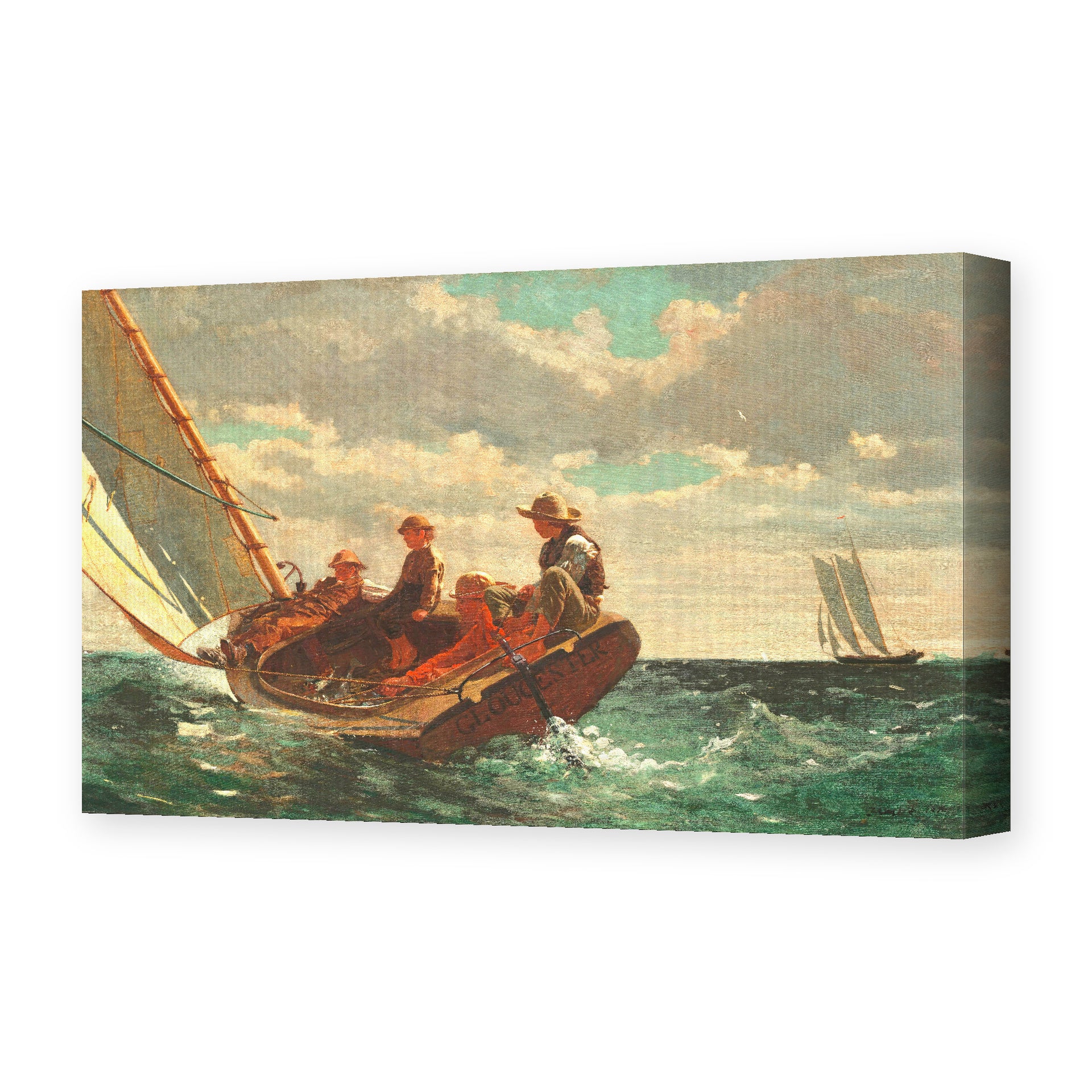 Winslow Homer's 'Breezing Up' painting reproduced as a gallery-wrapped canvas print