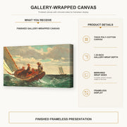 Winslow Homer - Breezing Up gallery wrap canvas construction and hanging details infographic