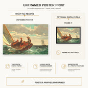 Winslow Homer - Breezing Up poster print size comparison and framing display infographic