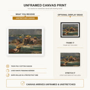 Winslow Homer - Children on the Beach canvas print size comparison and framing display infographic