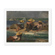 Winslow Homer's 'Children on the Beach' painting reproduced as a rolled canvas print
