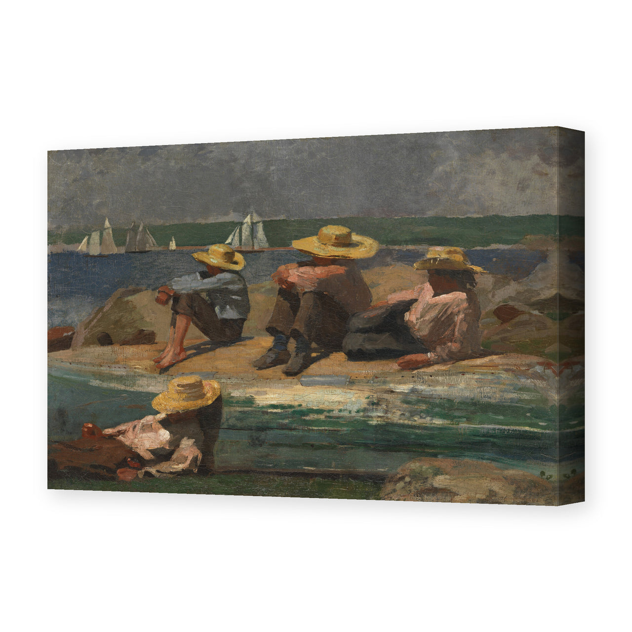 Winslow Homer's 'Children on the Beach' painting reproduced as a gallery-wrapped canvas print
