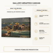 Winslow Homer - Children on the Beach gallery wrap canvas construction and hanging details infographic