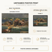 Winslow Homer - Children on the Beach poster print size comparison and framing display infographic