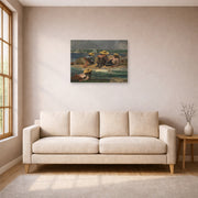 Unframed poster print of Winslow Homer's Children on the Beach displayed on a wall in a living room