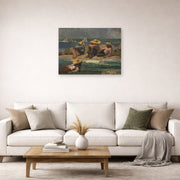 Unframed poster print of Winslow Homer's Children on the Beach displayed on a wall in a living room
