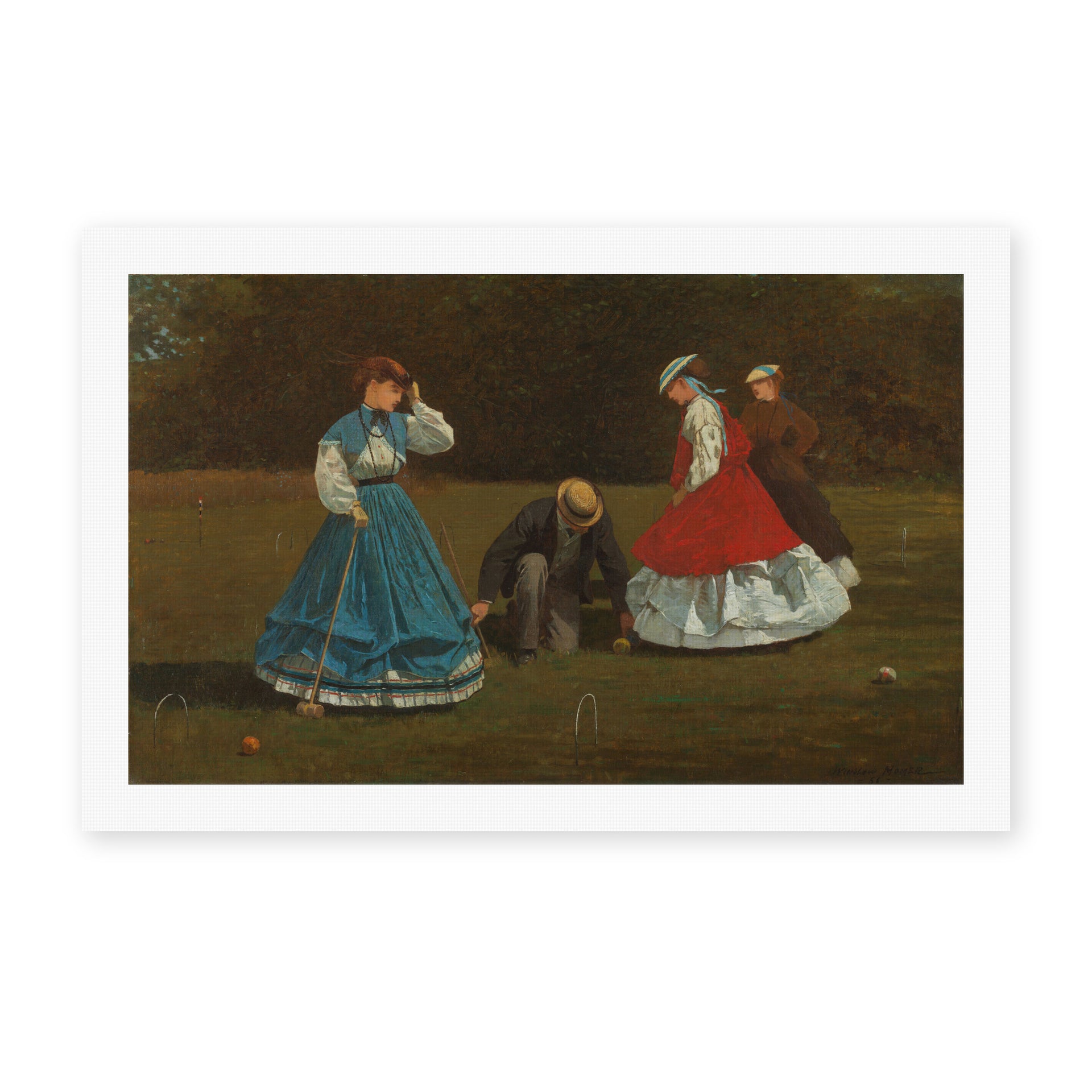 Winslow Homer's 'Croquet Scene' painting reproduced as a rolled canvas print
