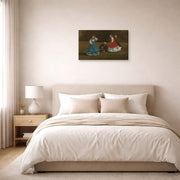 Gallery-wrapped canvas print of Winslow Homer's Croquet Scene displayed on a wall in a bedroom