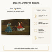 Winslow Homer - Croquet Scene gallery wrap canvas construction and hanging details infographic