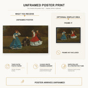 Winslow Homer - Croquet Scene poster print size comparison and framing display infographic
