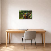 Unframed poster print of Winslow Homer's Dressing for the Carnival displayed on a wall in an office