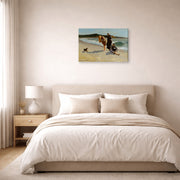 Gallery-wrapped canvas print of Winslow Homer's Eagle Head Manchester Massachusetts (High Tide) displayed on a wall in a bedroom