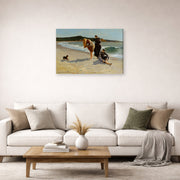 Gallery-wrapped canvas print of Winslow Homer's Eagle Head Manchester Massachusetts (High Tide) displayed on a wall in a living room