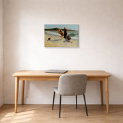 Gallery-wrapped canvas print of Winslow Homer's Eagle Head Manchester Massachusetts (High Tide) displayed on a wall in an office