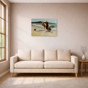 Unframed poster print of Winslow Homer's Eagle Head Manchester Massachusetts (High Tide) displayed on a wall in a living room