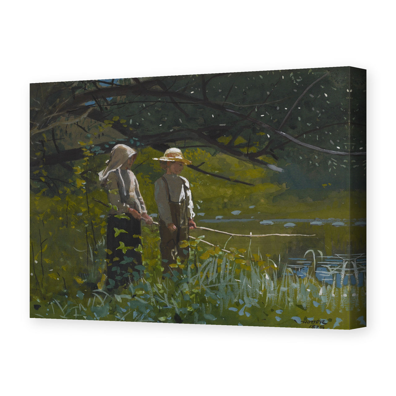 Winslow Homer's 'Fishing' painting reproduced as a gallery-wrapped canvas print