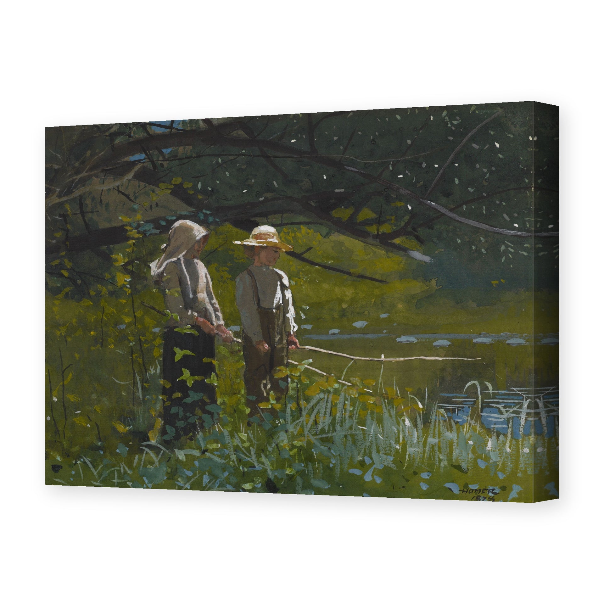 Winslow Homer's 'Fishing' painting reproduced as a gallery-wrapped canvas print