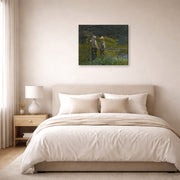 Gallery-wrapped canvas print of Winslow Homer's Fishing displayed on a wall in a bedroom