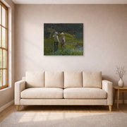 Gallery-wrapped canvas print of Winslow Homer's Fishing displayed on a wall in a living room