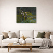 Gallery-wrapped canvas print of Winslow Homer's Fishing displayed on a wall in a living room