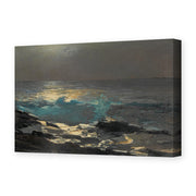 Winslow Homer's 'Moonlight Wood Island Light' painting reproduced as a gallery-wrapped canvas print