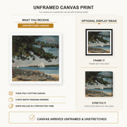 Winslow Homer - Nassau, Water and Sailboat canvas print size comparison and framing display infographic