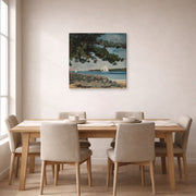 Gallery-wrapped canvas print of Winslow Homer's Nassau, Water and Sailboat displayed on a wall in a dining room