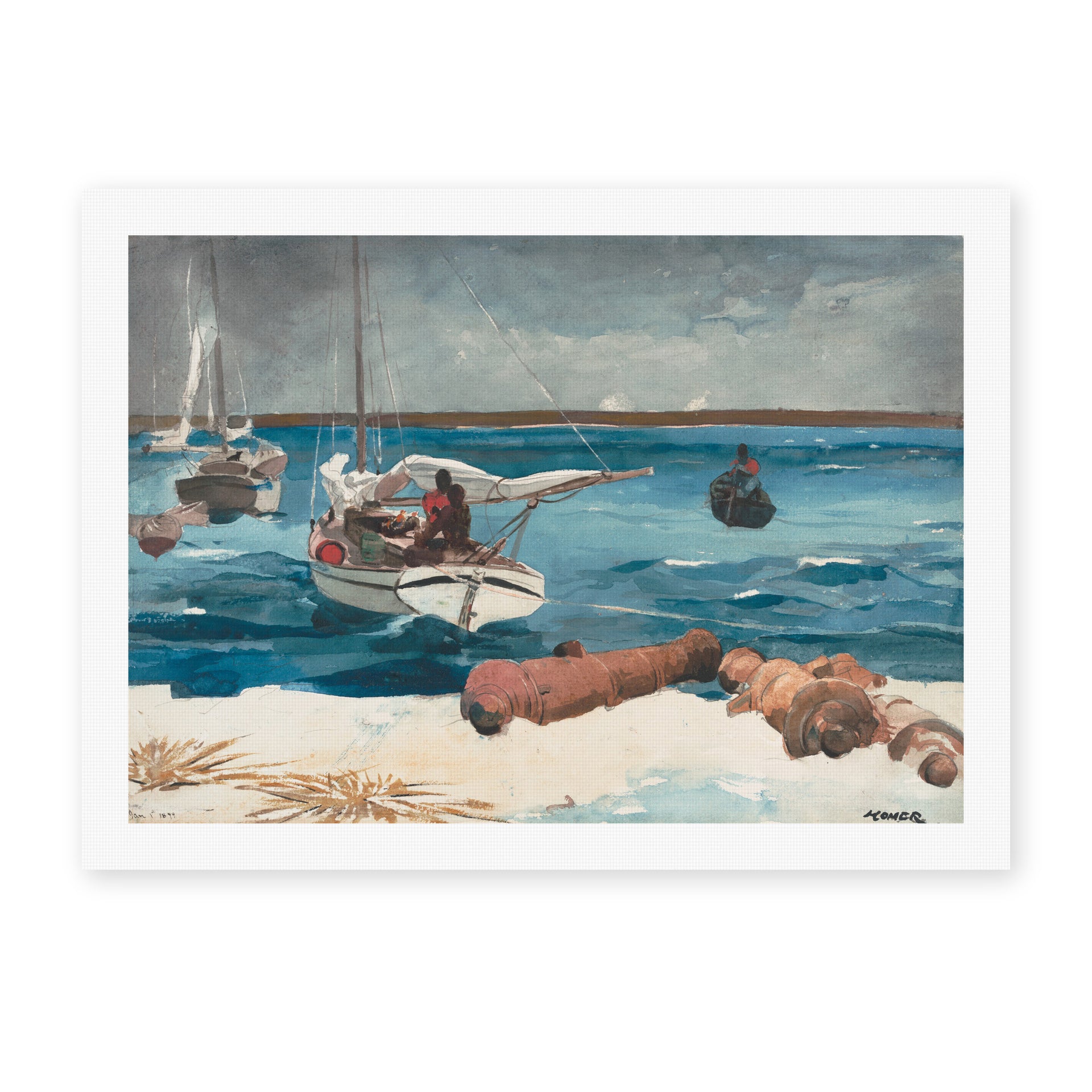 Winslow Homer's 'Nassau' painting reproduced as a rolled canvas print