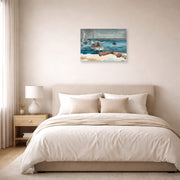 Unframed poster print of Winslow Homer's Nassau displayed on a wall in a bedroom