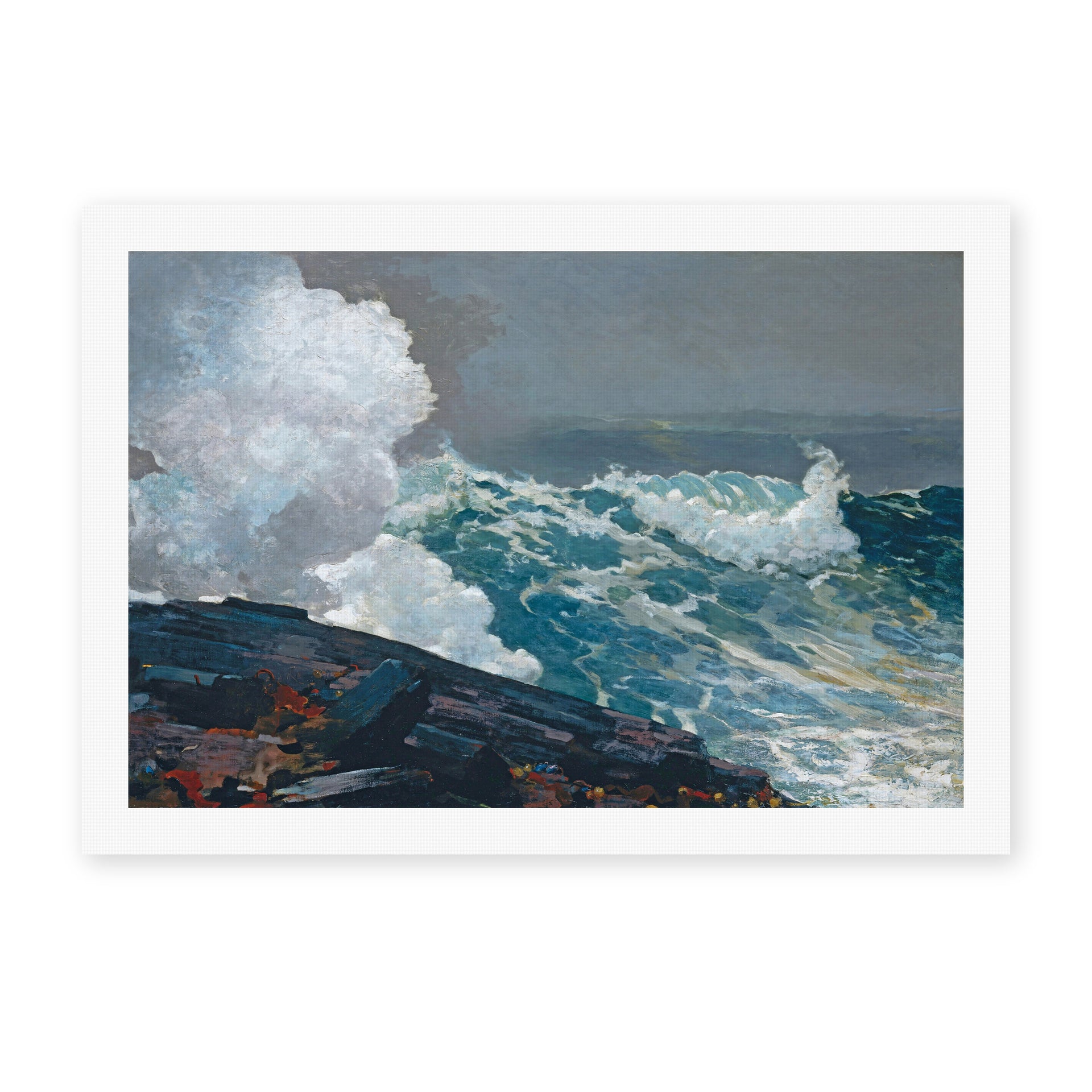 Winslow Homer's 'Northeaster' painting reproduced as a rolled canvas print